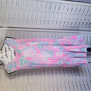 Lillly Pulitzer pink and blue sleeveless ruffle tunic dress size M